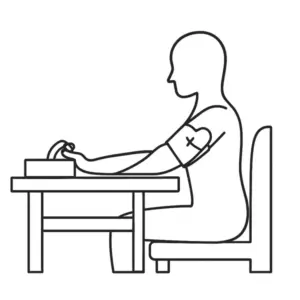حالت صحیح نشستن برای اندازه‌گیری فشار خون با فشارسنج دیجیتال بازویی بیورر مدل BM27 | Beurer BM27 — k-teb.com
