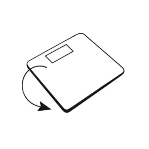 توضیح تصویری برگرداندن ترازوی دیجیتال شیشه‌ای بیورر مدل GS206 طرح اسکورس | Beurer GS206 Squares برای دسترسی به درب باتری، مناسب انتشار در سایت کیهان‌طب K-TEB