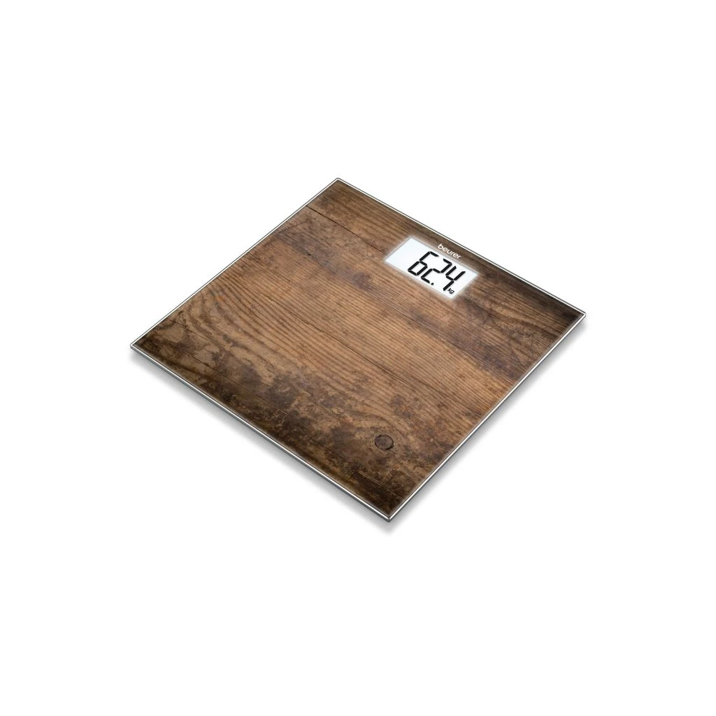ترازو دیجیتال شیشه‌ای بیورر مدل GS203 طرح چوب | Beurer GS203 Wood – فروشگاه اینترنتی تجهیزات پزشکی کیهان طب k-teb.com