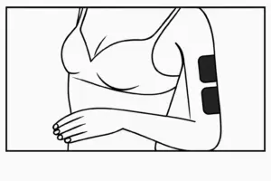 چسباندن پد بازو دستگاه تنس هابدیک دو کاناله | HubDIC EMS TENS | راهنمای قرارگیری پد بازو | k-teb.com