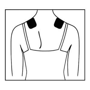 محل قرارگیری پد دستگاه تنس هابدیک دوکاناله HuBDIC روی شانه – آموزش کاربرد پدها در سایت k-teb.com