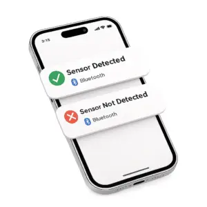 نمای ایزومتریک پیام Sensor Detected و Sensor Not Detected در اپلیکیشن دستگاه تست قند خون مداوم سیبیونیکس SIBIONICS GS1 CGM | فروشگاه تجهیزات پزشکی کیهان طب k-teb.com 