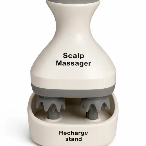 ماساژور سر شارژی اسکالپ مدل AH-368 با عملکرد Stretching و Crimpling، چرخش دوطرفه، ۴ سری سیلیکونی و پایه شارژ | Scalp Massager AH-368 Rechargeable Head Massager – فروشگاه تجهیزات پزشکی کیهان طب k-teb.com